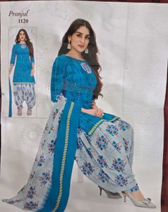Blue Printed Salwar Suit - XL size