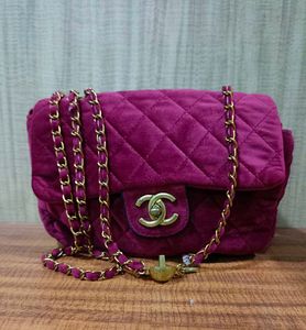 imported velvet chanel sling bag