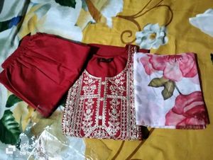 Wedding Look Kurta Pant Set In Red Colour❤️🫶