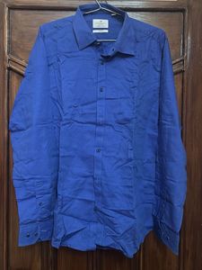 Blue Slim Fit Long Sleeve Button-Down Shirt
