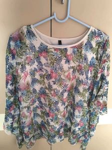 Floral Print Sheer Top