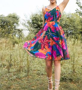 Tropical printed Fit And Flare Dress