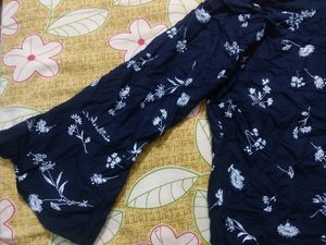 Bell Sleeved Blue N White Floral Design Top 💙🤍