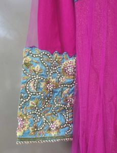 Wedding Wear Pink &amp; Blue Anarkali Dress