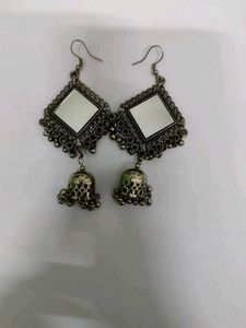 Oxidised Earings With Mirrors