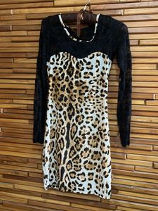 Sexy Back Lace Leopard Print Mini Dress