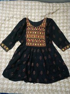 Printed Black Short Kurti