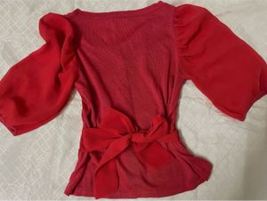 Red Sheer Sleeve Top