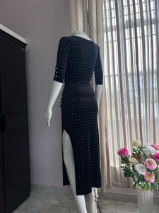 Studded Black Velvet Dress