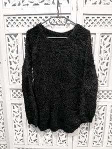 🎀Buy1 Get1 Free Fluffy Bow Black Sweater ()