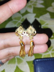 Gold Tassel Earrings Artificial