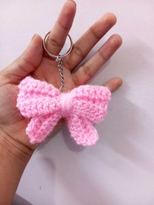 Handmade Crochet Bow Keychain