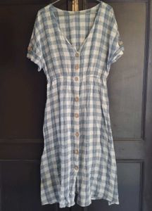 White&blue Checks Dress