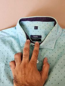 Men&#39;s Light Blue Patterned Shirt