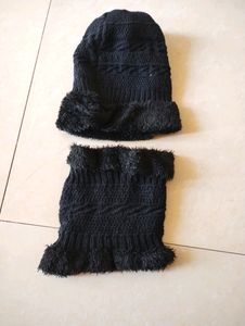 Black Beanie Cap And Nack Muffler Combo