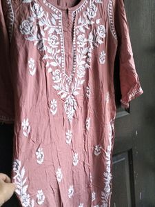 Chikankari Kurta Dusty Pink