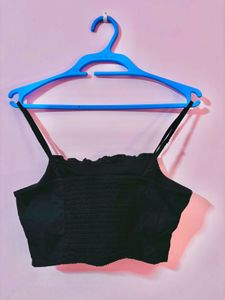 Black Spaghetti Strap Crop Top