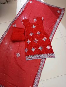 Pearls And Diamond Stone Heavy Dupatta Set