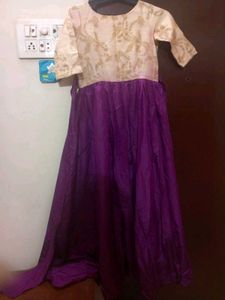 Elegant Wine & Gold Girls Dress