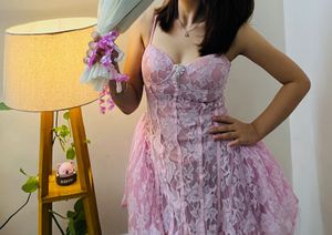 Pink Lace Mini Dress