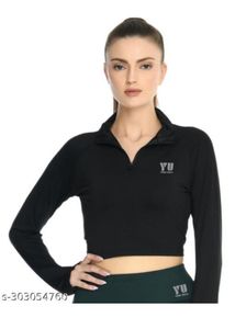 Black Long Sleeve Crop Top