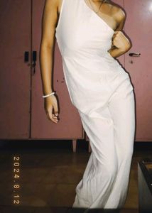 white one sleeved jumpsuit 🤍