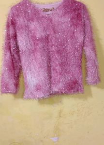 Pink Fuzzy Sequin Sweater