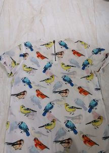 White Top With Bird Print.