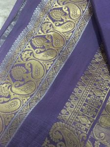 Purple Saree with Gold Border