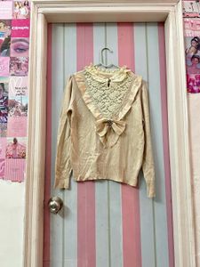 Vintage Lace Blouse with Bow Detail