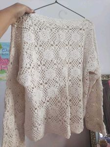 Embroidered Crochet Cotton Top