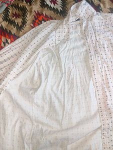 Patterned White Button-Down Shirt