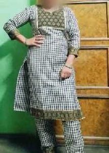 Checkered winter wool bottom set Salwar with kurta
