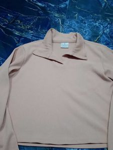 Pink Ribbed Polo Crop Top