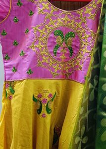 Ethnic gown With Zari Dupatta