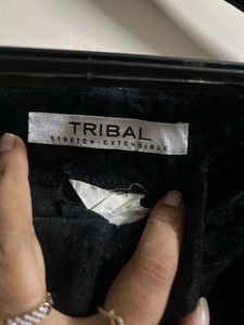 Velvet Flare Leg Trousers