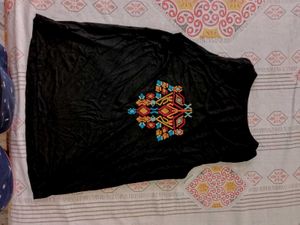 Embroidered Black Top Combo
