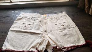 Shorts with  handwork done at thr bottom