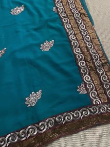 New Green Saree With Blouse