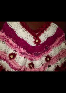 Combo Of Top And Handknitted Poncho