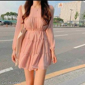 Chic Light Pink Ruffle Mini Dress – Korean Street