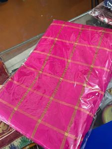 Pink Checked Saree