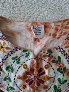 Vintage Embroidered Tie-Dye Top