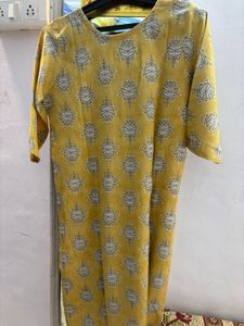 Yellow Printed Kurta