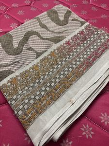 New Elegant Printed Mehndi Green  Saree