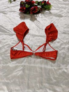 Red Ruffle Bikini Set