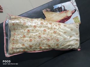 Cream Red Lehenga Choli