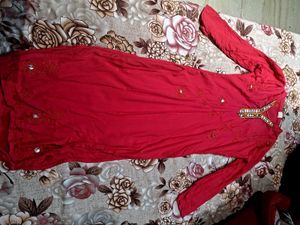 Beautiful Designed Red Kurti
