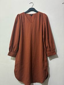 Belted Brown Midi Dress