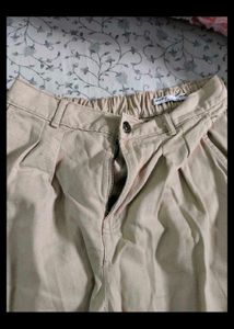 Beige Wide Leg Cargo Pants